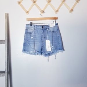 NWT NATURE LOS ANGELES HIGH-RISE DISTRESSED JEAN SHORTS SIZE L 29 WAIST